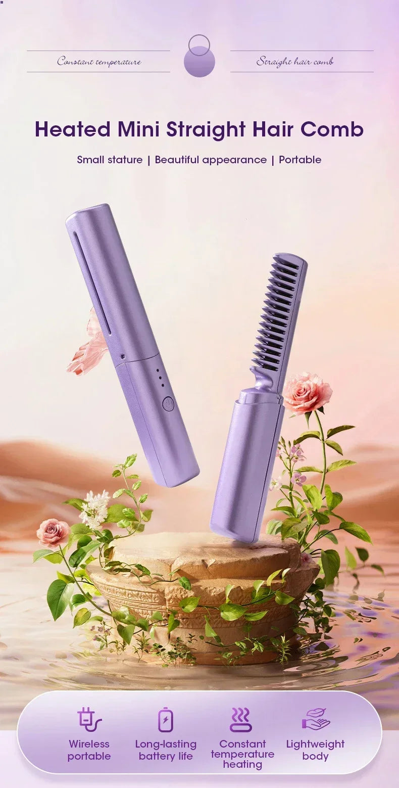 2-in-1 Hair Styling Brush, Straightener